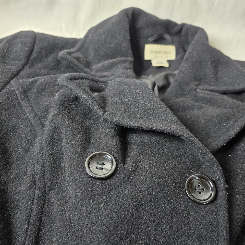 St. Johns Bay Womens Lined Wool Cashmere Blend Size PL Charcoal/Black